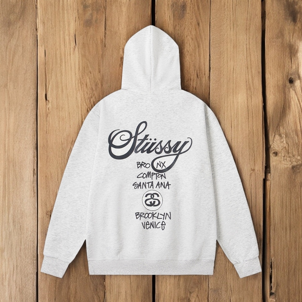 Stussy Light Gray Graphic Hoodie
